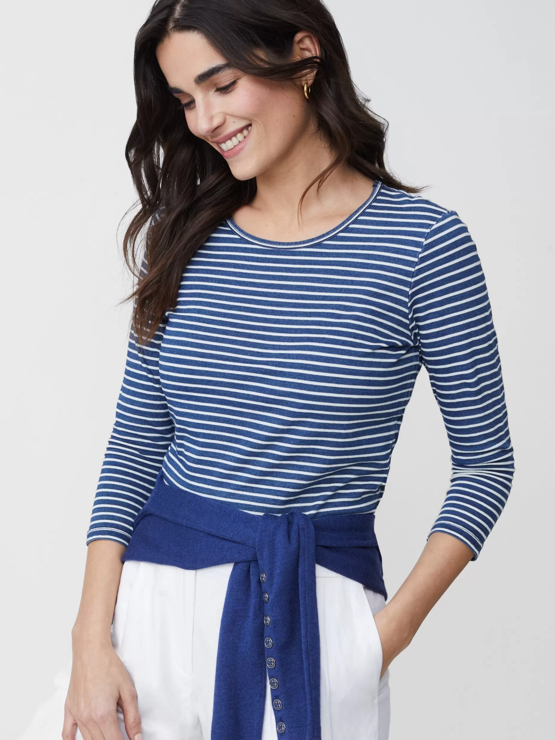 J. McLaughlin Sinclair Tee In Stripe-Women Tops | Tees