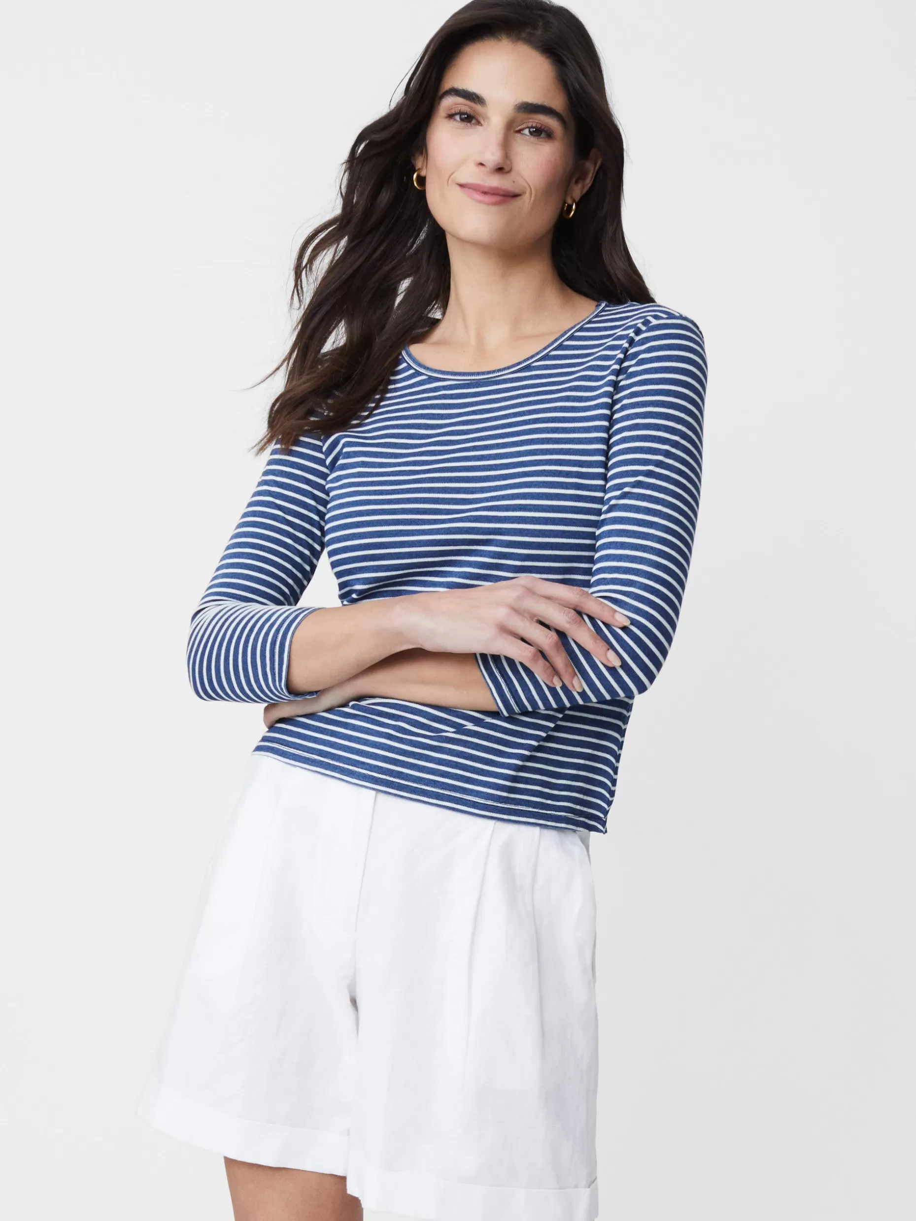 J. McLaughlin Sinclair Tee In Stripe-Women Tops | Tees