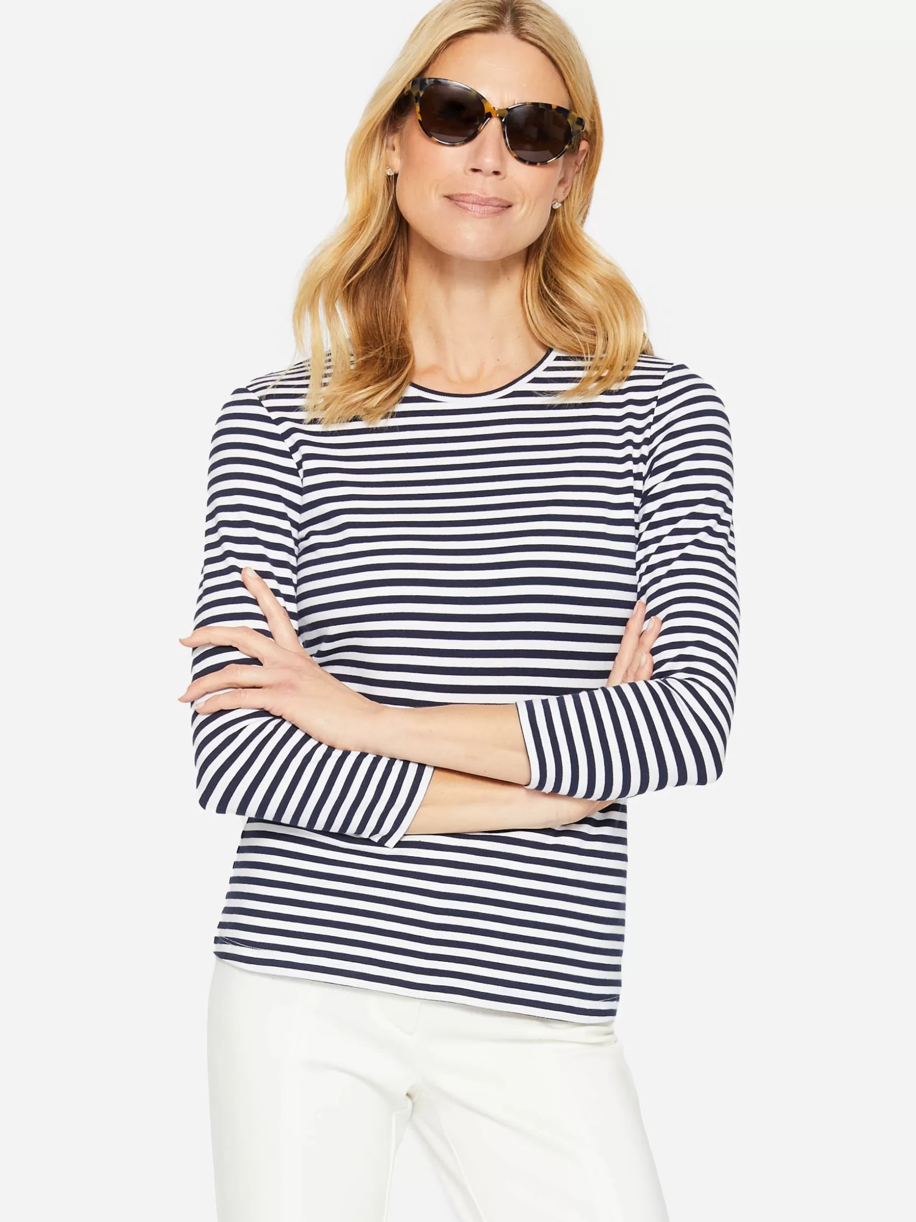 J. McLaughlin Sinclair Tee In Stripe-Women Tops | Tees