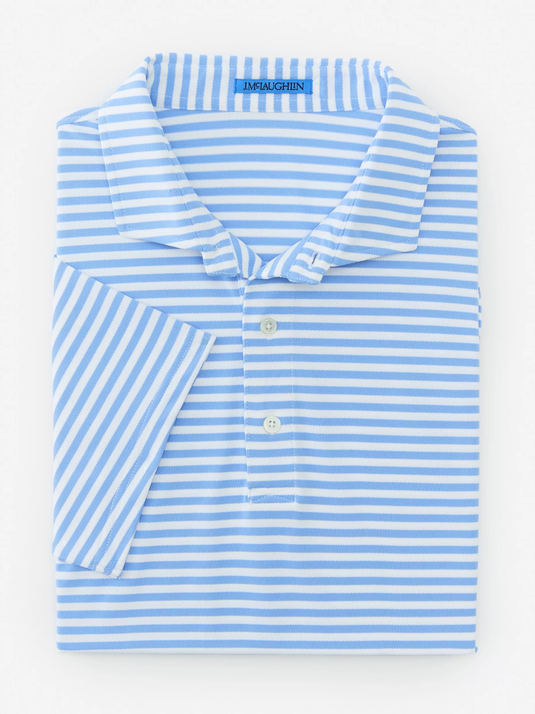 J. McLaughlin Springer Performance Polo In Bengal Stripe- Knits & Polos