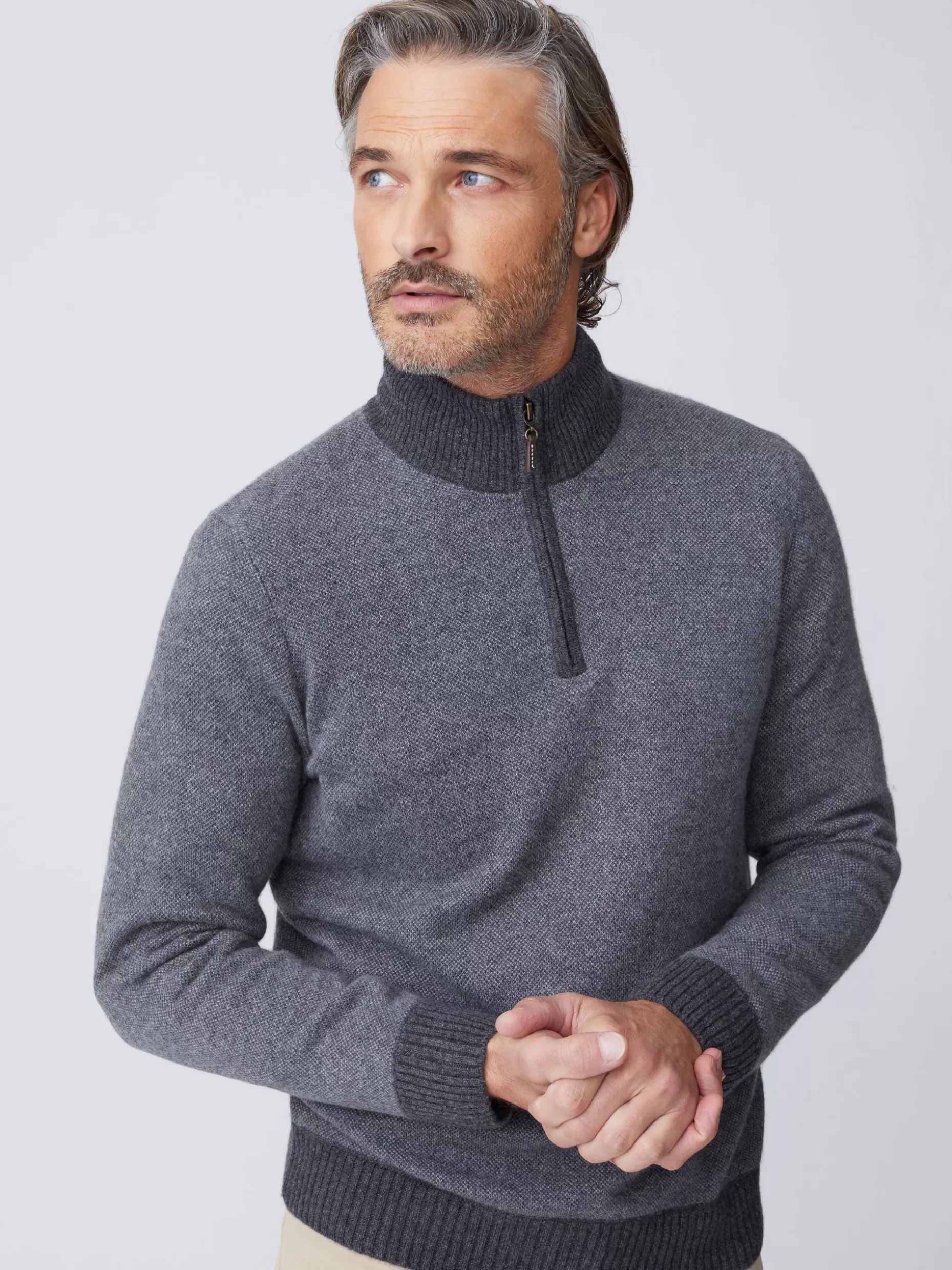 J. McLaughlin Tate Cashmere Sweater In Birdseye- Sweaters