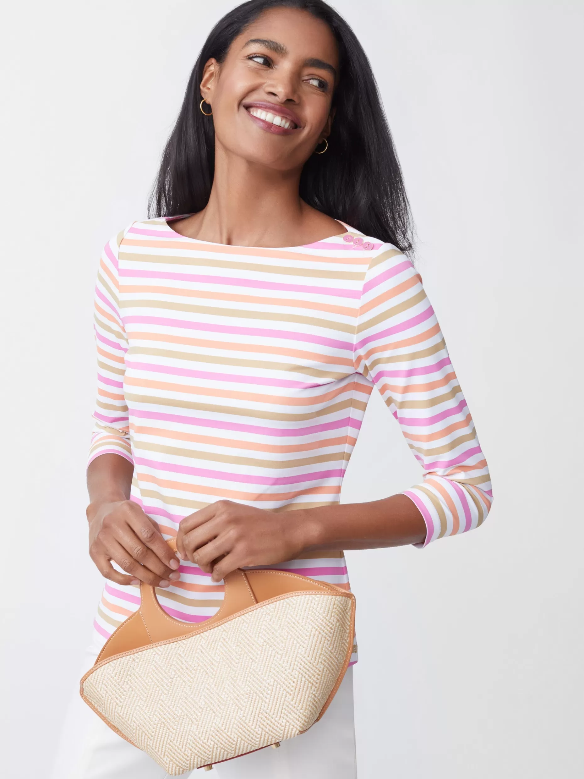 J. McLaughlin Wavesong Tee In Bangle Multi Stripe-Women Tops | Tees