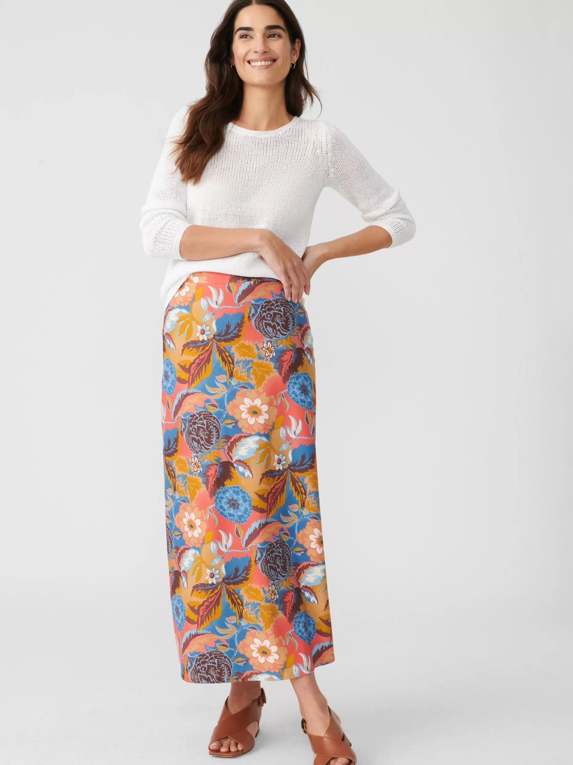 J. McLaughlin Zahara Skirt In Terra Blossom Bias-Women Skirts & Skorts