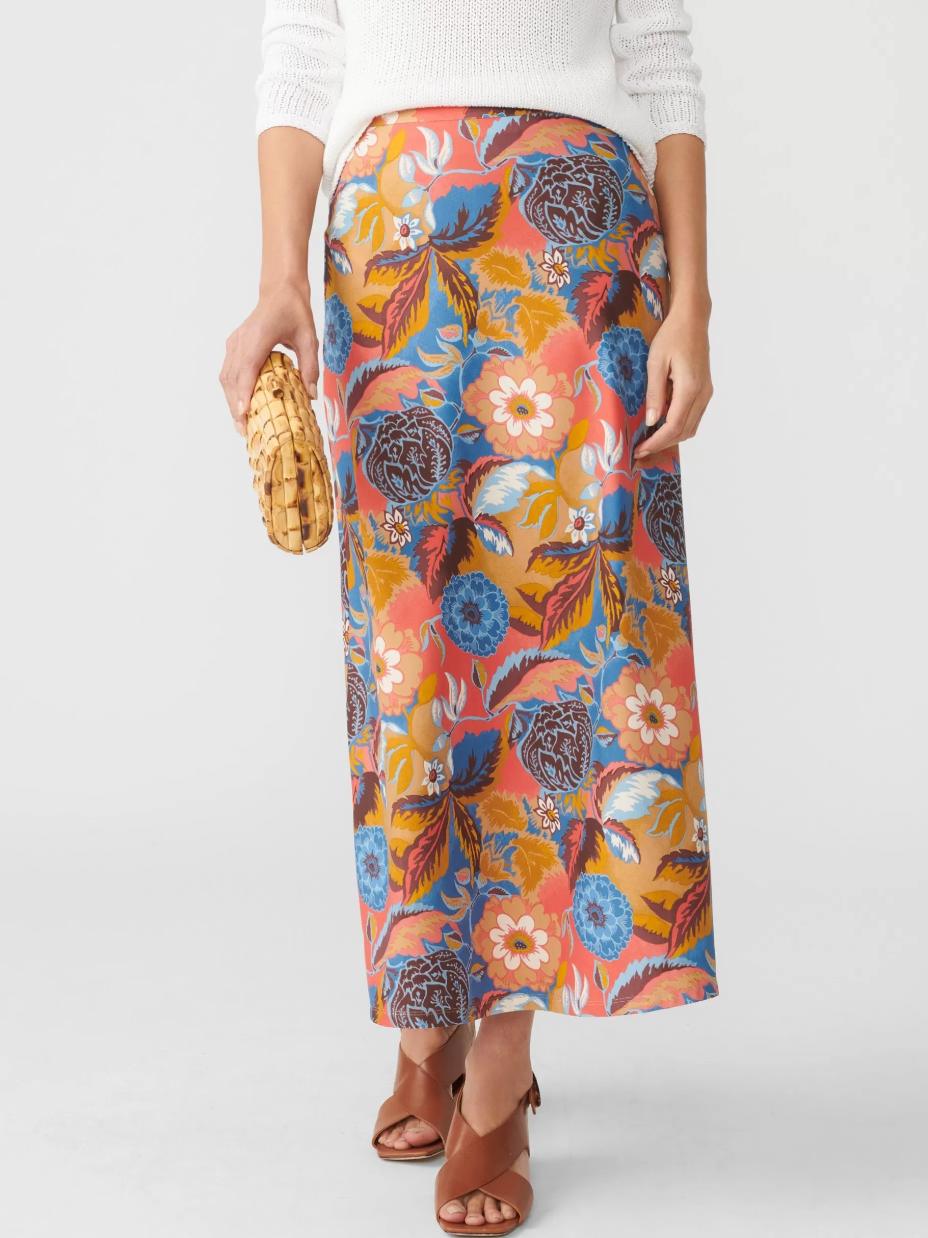 J. McLaughlin Zahara Skirt In Terra Blossom Bias-Women Skirts & Skorts